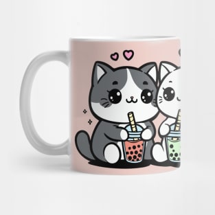 Cute Cats With Boba Tea Mug